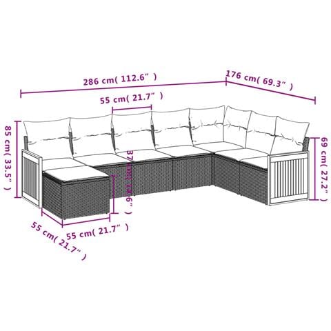 Set Divano da Giardino 8 pz con Cuscini Beige in Polyrattan - Foto 3