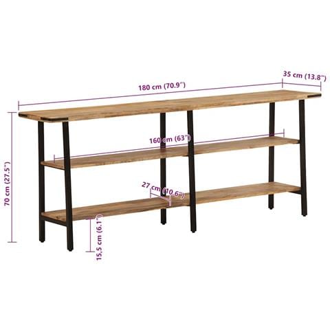 Tavolo Consolle 180x35x70 cm in Legno Massello di Mango - Foto 9