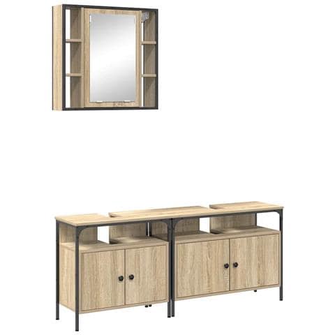 Set di Armadi da Bagno 3 pcs rovere sonoma 80 x 30 x 60 cm - Foto 1