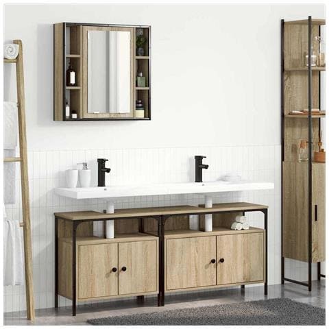 Set di Armadi da Bagno 3 pcs rovere sonoma 80 x 30 x 60 cm - Foto 2