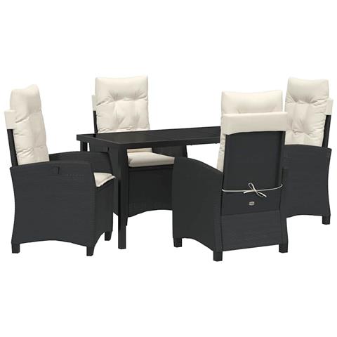 Set da Pranzo per Giardino 5 pcs Nero polyrattan - Foto 1