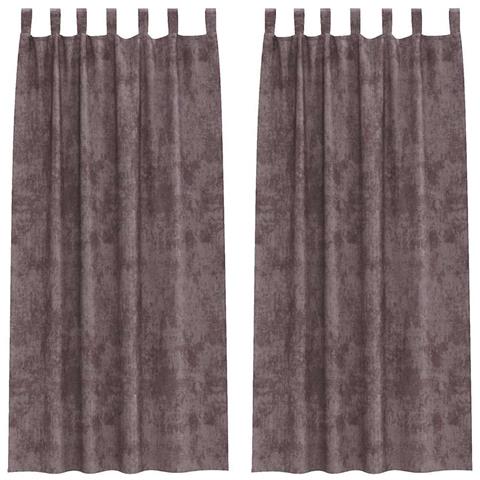 Tenda con tende 2 pcs Marrone 225 x 140 cm Velluto - Foto 1