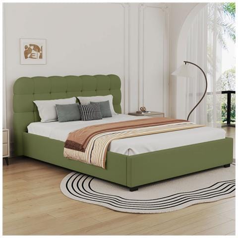 Dallas Letto Cloud Con Contenitore 160x200cm In Velluto Verde - Foto 1
