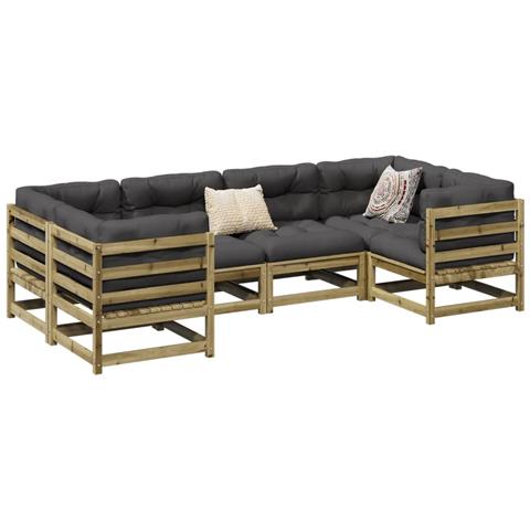 Set Divani da Giardino 6 pz in Legno Impregnato di Pino - Foto 2