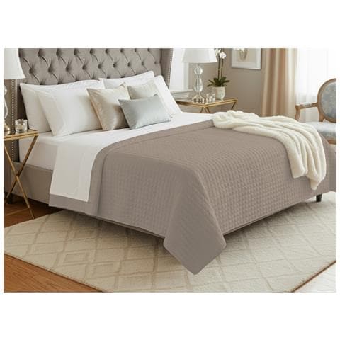 Quilt Trapuntino Piumino Estivo 100gr Mq Raso Cotone Tinta Unita Matrimoniale Matrimoniale Tortora - Foto 1