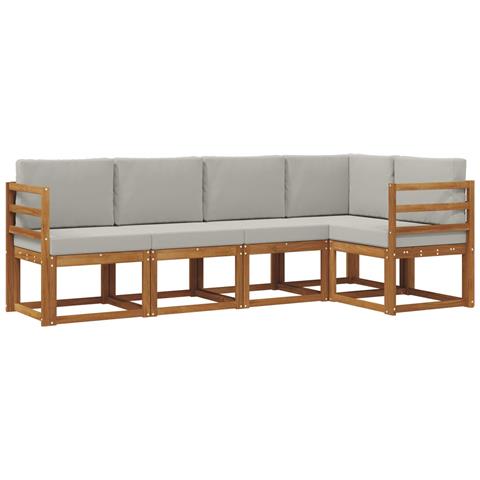 Set di divani con cuscino 5 pcs Grigio Naturale e Chiaro - Foto 1