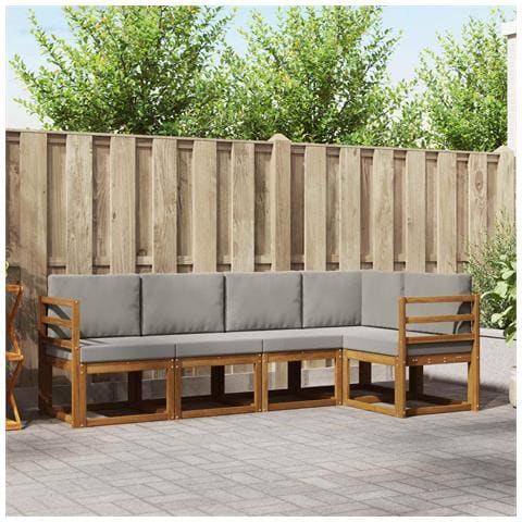Set di divani con cuscino 5 pcs Grigio Naturale e Chiaro - Foto 2