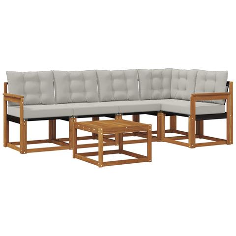 Set di divani da esterno 6 pcs Grigio Naturale e Chiaro - Foto 1