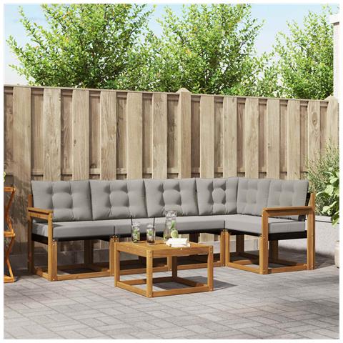 Set di divani da esterno 6 pcs Grigio Naturale e Chiaro - Foto 2
