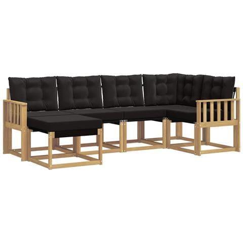 Set di divani da esterno con cuscino 6 pcs Bianco e Nero - Foto 1