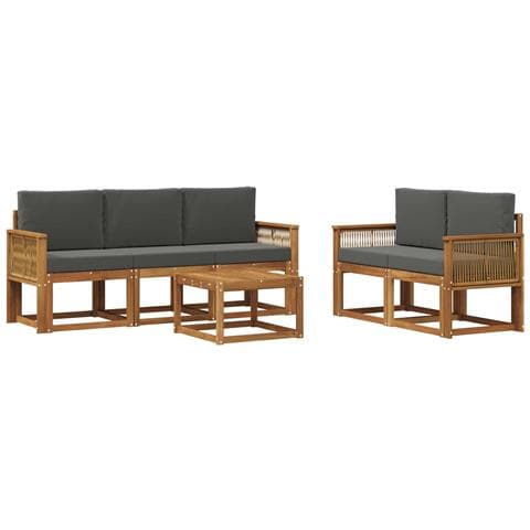 Set di divani da esterno 6 pcs Naturale e Antracite Poliestere - Foto 1