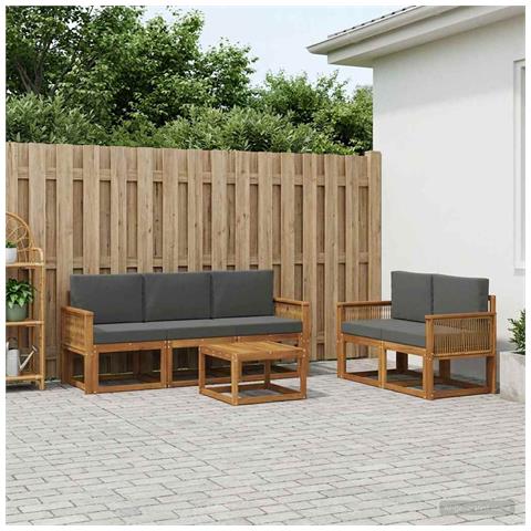 Set di divani da esterno 6 pcs Naturale e Antracite Poliestere - Foto 2