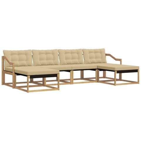 Set di divani da esterno con cuscino 6 pcs Bianco e Beige - Foto 1