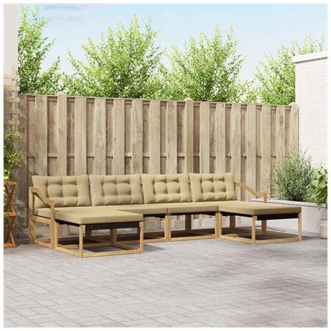 Set di divani da esterno con cuscino 6 pcs Bianco e Beige - Foto 2