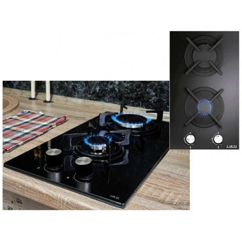Piano Cottura a gas 2 Fuochi 30 cm Vetro /nero L828GN - Foto 1