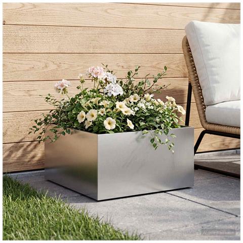 Vaso da giardino Argento 40 x 40 x 30 cm Acciaio zincato - Foto 2