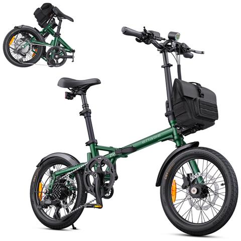 Zip Bici a pedalata assistita piegabile, freno idraulico, cambio Shimano 7 velocità, batteria 36V 10Ah, autonomia massima 120km, perfetta per spostamenti quotidiani in città, colore verde - Foto 1