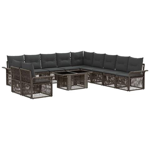 Set Divano da Giardino 12 pz Grigio e Grigio Scuro polyrattan - Foto 1