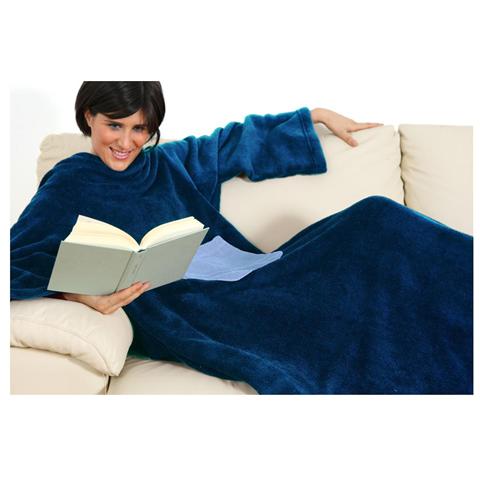 Coperta Morbida Modello Original Midnight con Maniche e con Tasca Frontale Colore Blu - Foto 1
