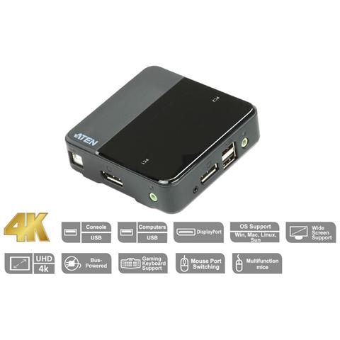 IDATA CS-782DP - Switch KVM DisplayPort USB a 2 porte 4K UHD, CS782DP - Foto 2