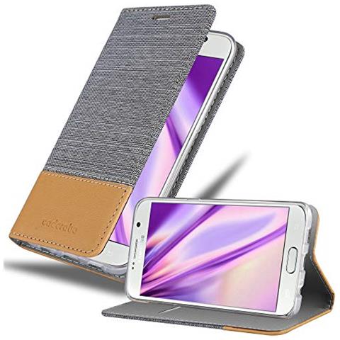 Custodia Compatibile Con Samsung Galaxy S6 Edge Plus In Grigio Chiaro Marrone - Coperchio Protettiva Con Chiusura Magnetica, Funzione Stand E Tasca Per Le Carte - Foto 1