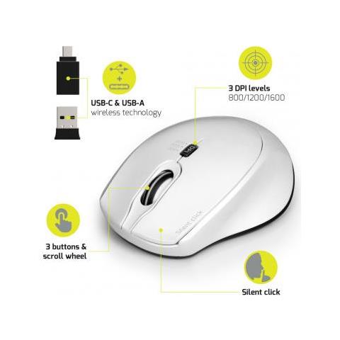 s 900714 Mouse Rf Wireless+usb Type-c 1600 Dpi Ambidestro - Foto 2