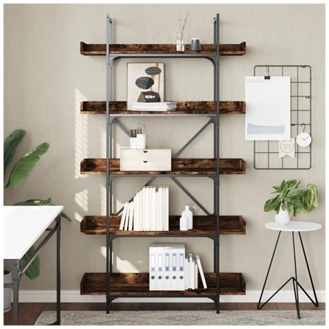 Libreria 5 Ripiani Rovere Fumo 100x33x180,5cm Legno Multistrato - Foto 3