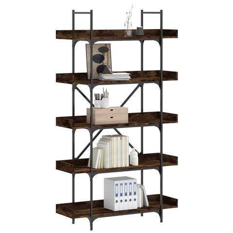 Libreria 5 Ripiani Rovere Fumo 100x33x180,5cm Legno Multistrato - Foto 1