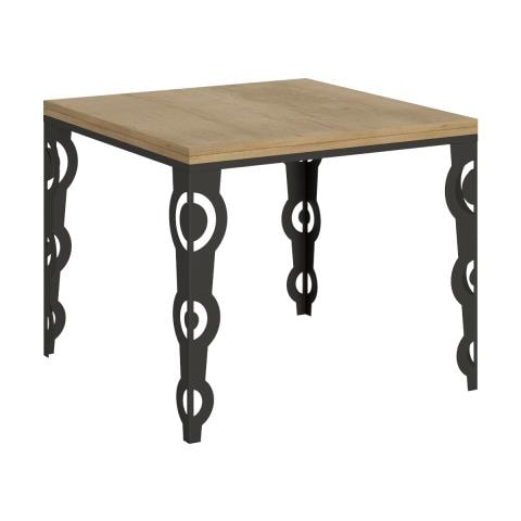 Tavolo Apribile 90x90/180 Cm Karamay Libra Telaio Antracite - Cemento - Foto 1