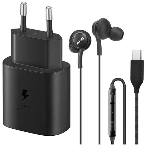 Starter Pack Caricabatterie Usb-c + Auricolari Cablati Usb-c, Nero - Foto 1