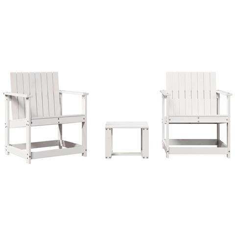 Set Salotto da Giardino 3 pz Bianco in Legno Massello di Pino - Foto 1
