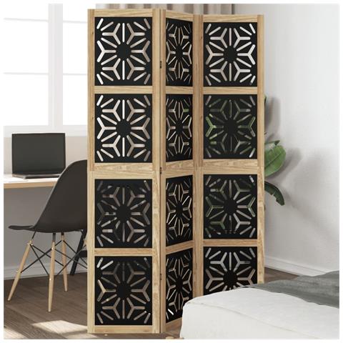 Divisorio Ambienti 3 Pannelli Marrone E Nero Massello Paulownia - Foto 1