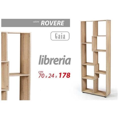 Trade Shop - Libreria H178x70x24 Cm Ripiani Legno Rovere Mobile Scaffale Moderno Gaia 770722 - Foto 1