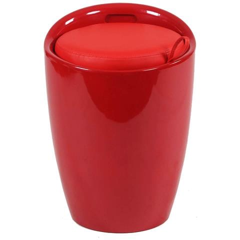 Sgabello Pouf Contenitore In Abs Con Seduta In Ecopelle 36x36x50 Cm Style - Red - Foto 1