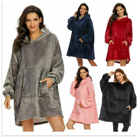 Felpa Con Cappuccio Pile Coperta Grandi Dimensioni Calda Oversize Indossabile - Foto 1