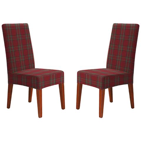 Coppia Coprisedia Con Schienale Antimacchia Scozzese Rosso Tartan Perth - Foto 1