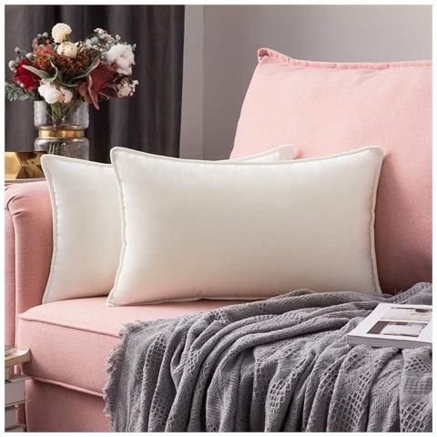 Set Di Federe In Velluto Crema 2 Pezzi 30 X 50 Cm - Foto 1