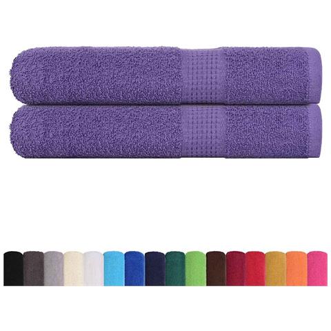 Asciugamani 2 Pz Viola 100x200 Cm 360 G /m 100% Cotone - Foto 2
