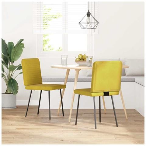 Sedie Da Pranzo 2 Pz Gialle In Velluto - Foto 2