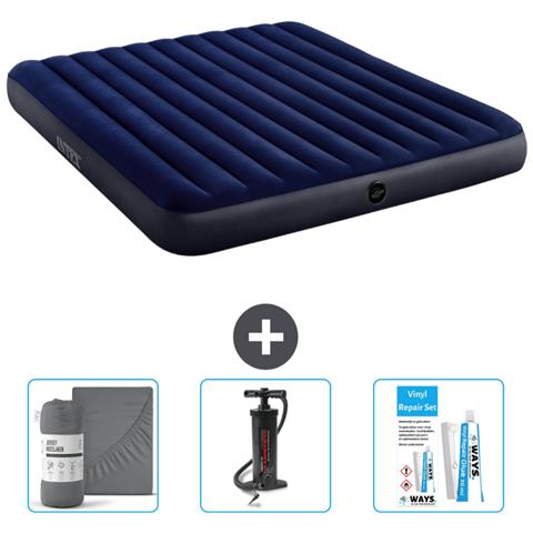 Set Materassino Gonfiabile - 203x183x25 Cm - Blu - Include Accessori Coordinati Cb11 - Foto 1