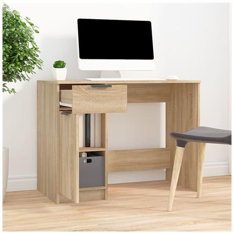 Lusso Casadino -  Scrivania Rovere Sonoma 100x50x75 Cm In Legno Multistrato - Foto 2