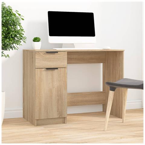 Lusso Casadino -  Scrivania Rovere Sonoma 100x50x75 Cm In Legno Multistrato - Foto 8
