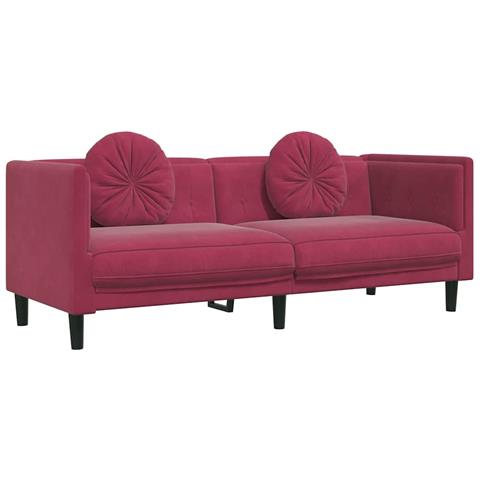 Lusso Casadino -  Divano Con Cuscini 3 Posti Rosso Vino In Velluto - Foto 1