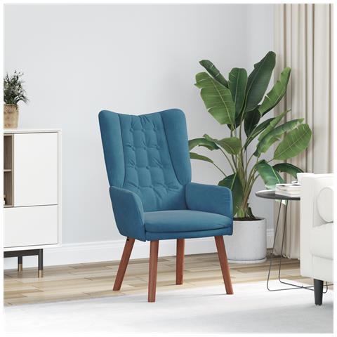 Poltrona Relax in Velluto Blu - Foto 2