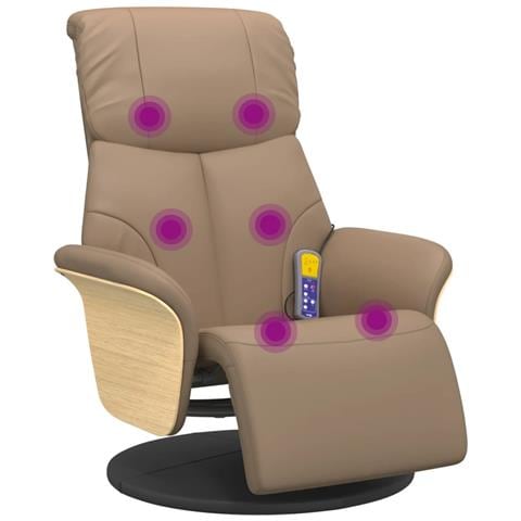 Poltrona Reclinabile Massaggi Poggiapiedi Cappuccino Similpelle - Foto 1