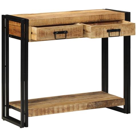 Tavolo Consolle 90x33x75 cm Legno Massello di Mango Grezzo - Foto 1