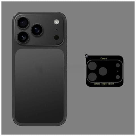 Protezione Obiettivo Fotocamera Nera Compatibile Con Apple Iphone 17 Pro (2 Pezzi) - Vetro Temperato - Foto 2