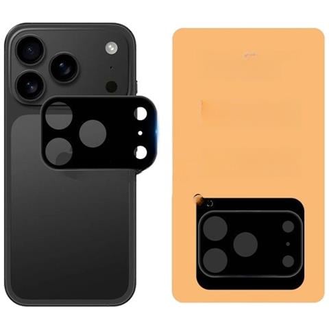Protezione Obiettivo Fotocamera Nera Compatibile Con Apple Iphone 17 Pro (2 Pezzi) - Vetro Temperato - Foto 4