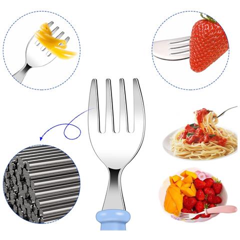 Posate Per Bambini Sicure Non Affilate In Acciaio Blu 3 Pezzi - Foto 2