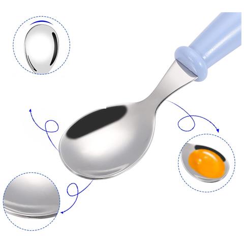 Posate Per Bambini Sicure Non Affilate In Acciaio Blu 3 Pezzi - Foto 4